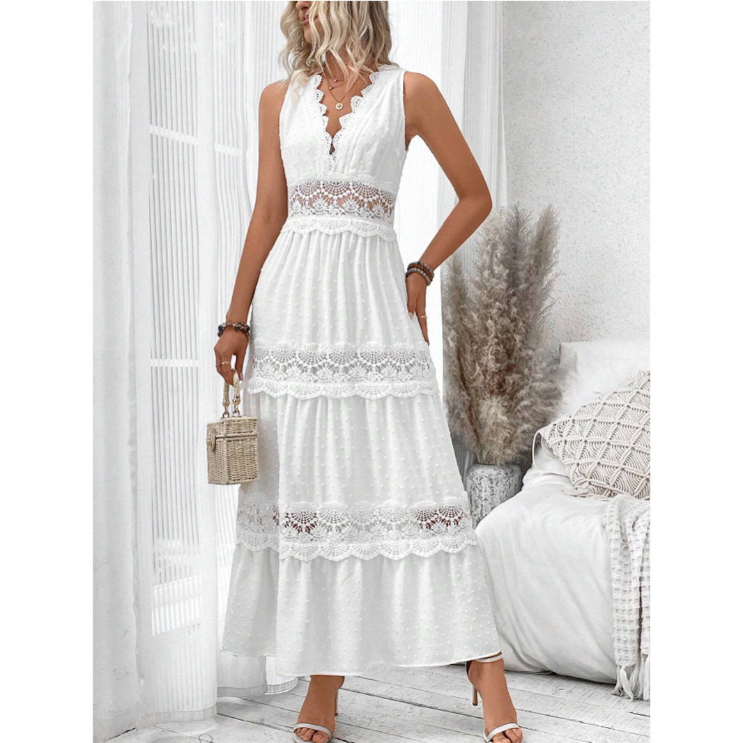 Robe Femme Sans Manches – Dentelle et Col V