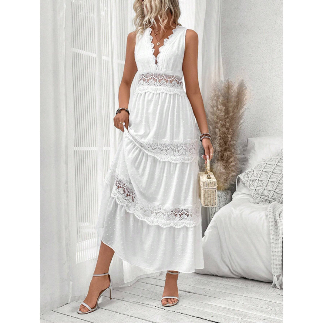 Robe Femme Sans Manches – Dentelle et Col V