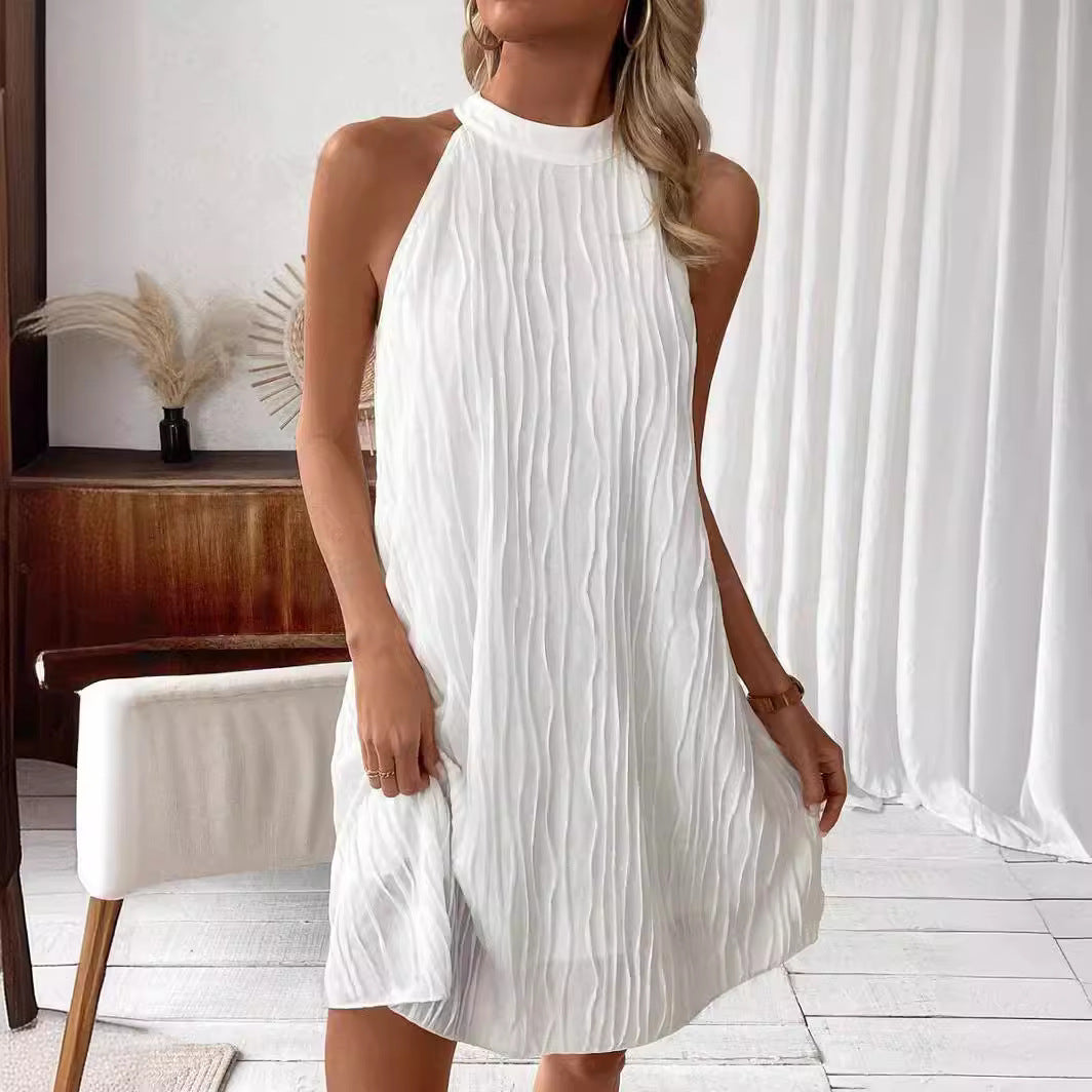 Robe "Onde de Charme" - Plissée & Dos Nu Élégant