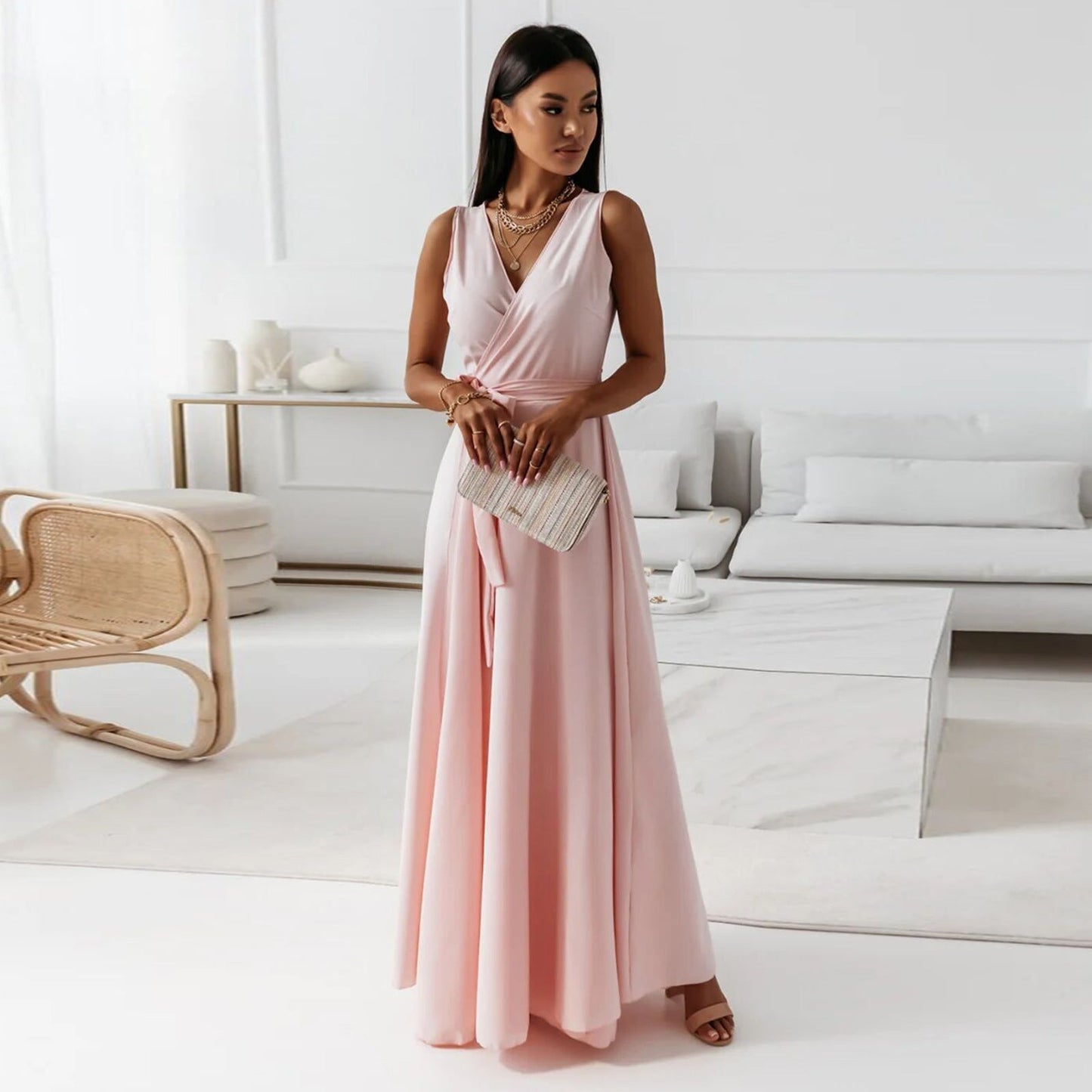 Robe "Grâce Fluide" - Maxi & Sans Manches