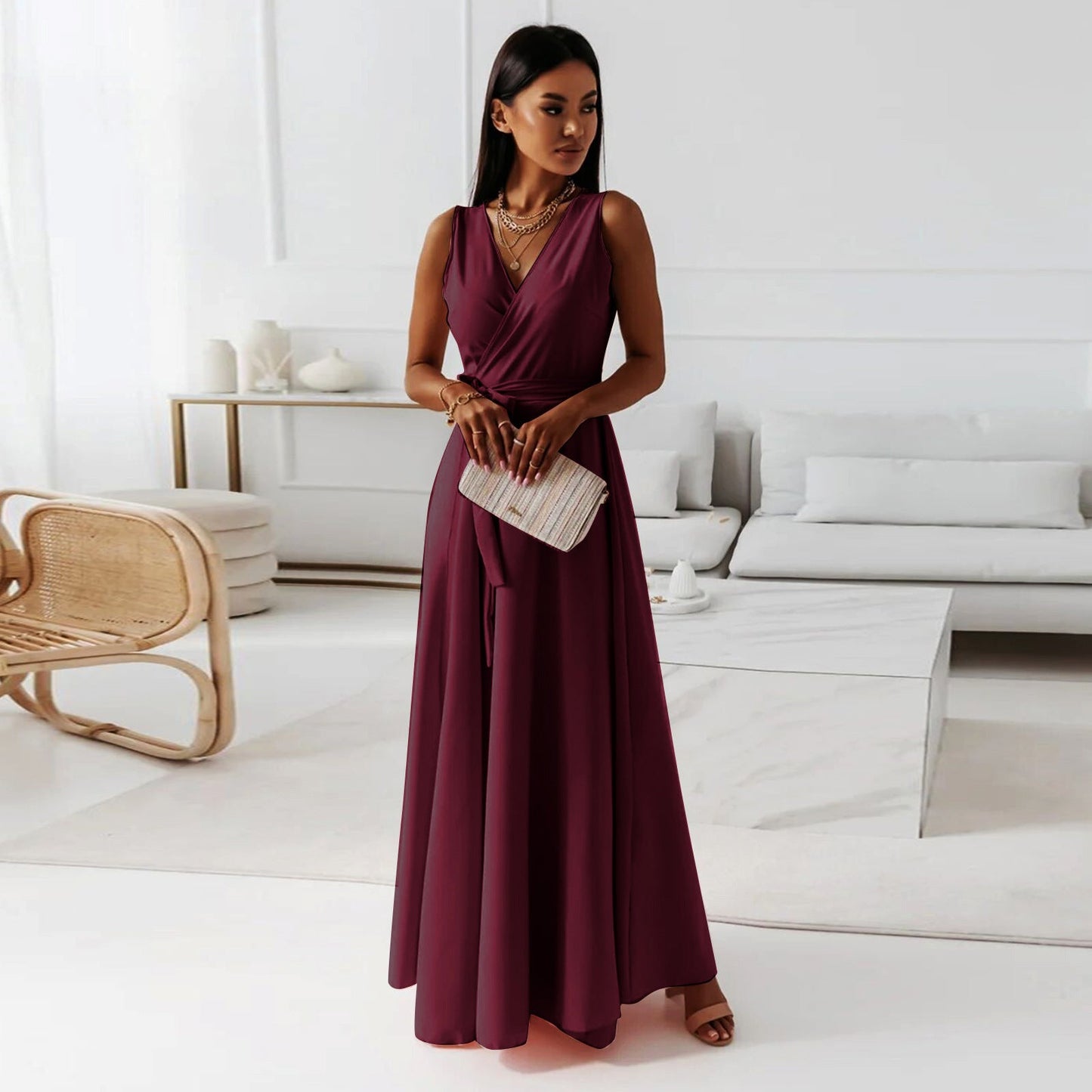 Robe "Grâce Fluide" - Maxi & Sans Manches
