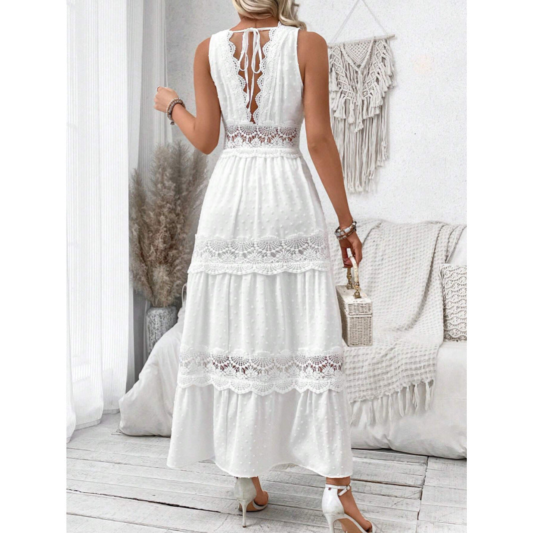 Robe Femme Sans Manches – Dentelle et Col V