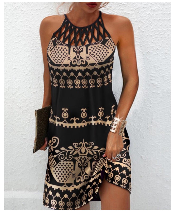 Robe d’Été Femme – Imprimé Tendance et Dos Nu