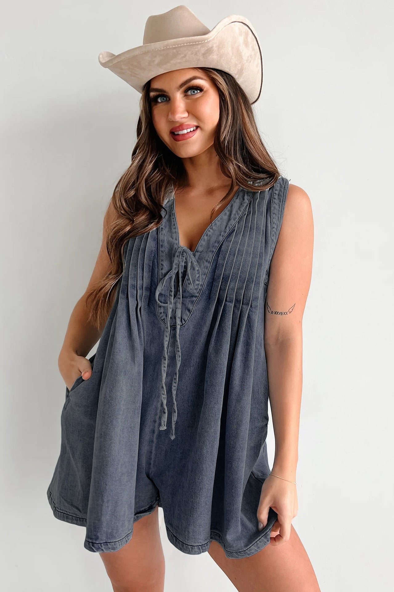 ✨ Combishort Denim Décontracté – Confort & Style en Toute Saison