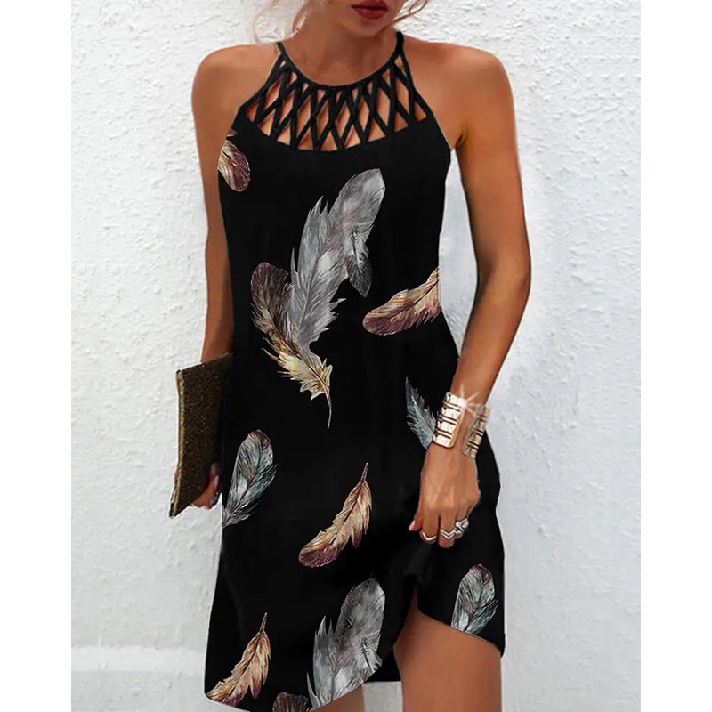 Robe d’Été Femme – Imprimé Tendance et Dos Nu