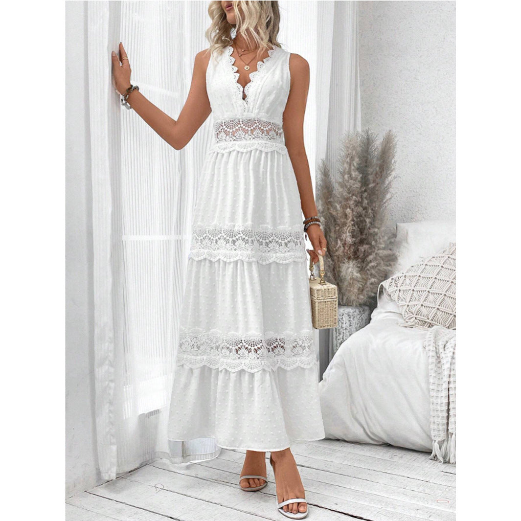 Robe Femme Sans Manches – Dentelle et Col V