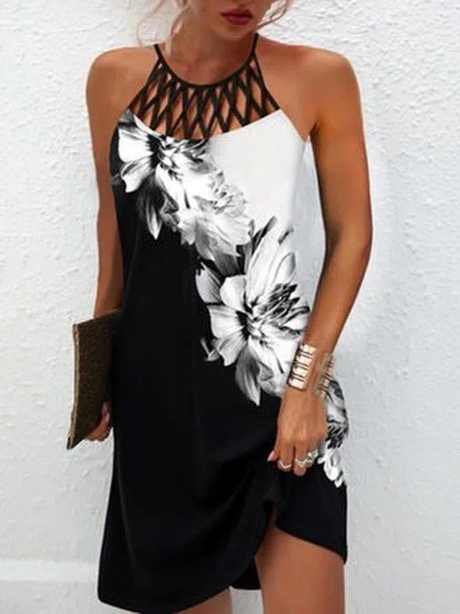 Robe d’Été Femme – Imprimé Tendance et Dos Nu