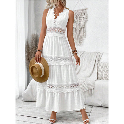 Robe Femme Sans Manches – Dentelle et Col V