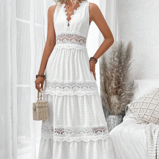 Robe Femme Sans Manches – Dentelle et Col V