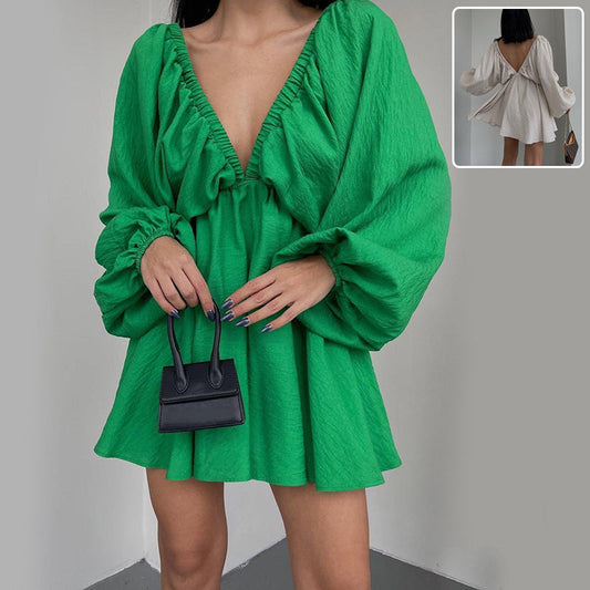 Robe "Volume Chic" - Col V & Manches Fluides