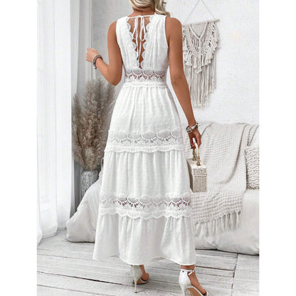 Robe Femme Sans Manches – Dentelle et Col V