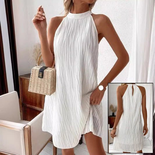 Robe "Onde de Charme" - Plissée & Dos Nu Élégant